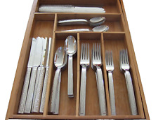 RARE 60 Pc SET COMPLETE SVC FOR 12 ONEIDA OHS504 STAINLESS TEXTURED FLATWARE picture