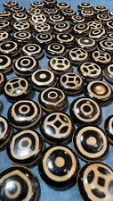 20 Pcs Rare Tibetan Natural Old Agate Dzi *1Eyed & Coin* 25mm Disc Beads picture