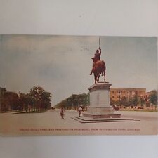 Vintage Chicago IL 1910 Grand Boulevard Washington Monument Bicycle 1c Stamp picture