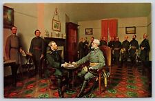 Military~Surrender~Gen Lee To Gen Grant~Painting~Museum~Appomattox VA~Vtg PC picture