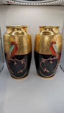 Exquisite Pair Bavaria Golden Pheasant Bird Matching Vases Picard By Merklin (2) picture