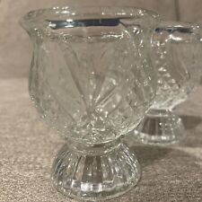 Beautiful Vintage Heavy Crystal Egg Cups or Candle Holders Lot of 2 picture