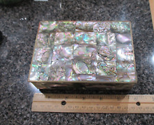 VINTAGE  ALPACA SILVER/ABILONE HINGED CARD BOX picture
