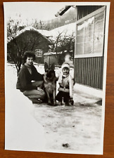 Beautiful Woman and Girl Playing with Dog, Pretty Attractive Woman Vintage photo picture