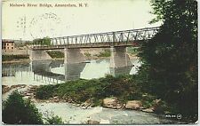Mohawk River Bridge Amsterdam NY Vintage Postcard Posted 1910 picture