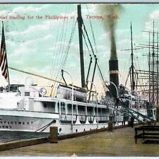 c1910s Tacoma WA US Army Navy Transport Steam Ship Philippines War Postcard A172 picture