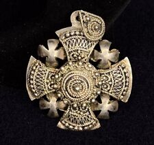 950 Sterling Silver Jerusalen Maltese Crusader Cross Pendant 14grams picture