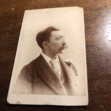 Antique Cabinet Card Victorian Man Mustache Photo Photograph Brooklyn picture