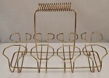 VTG Mid Century Modern Drinking 8 Glass Holder Caddy Carrier Gold MCM Art Deco picture
