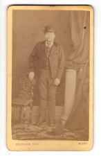 CIRCA 1870s CDV BOURGOIN BEARDED MAN IN SUIT WEARING HAT DETAILED NIORT FRANCE picture