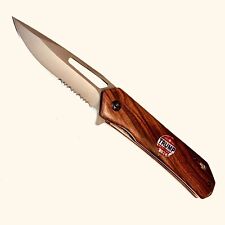 Trump 2024 Wood handle  quickOPEN Blade FoldingPOCKET Knife 8” picture