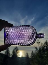 SPECTACULAR 1880's AMETHYST QUILTED WHISKEY FLASK☆OLD  Lattice Liquor Bottle picture