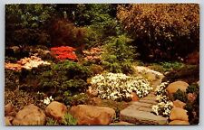 Flowers~Brooklyn Botanic Rock Garden Pathway Scene~PM 1972~Vintage Postcard picture