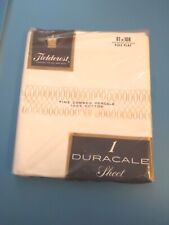 Fieldcrest No Iron Percale FULL FLAT Sheet White Vintage 81 X 108 NOS picture