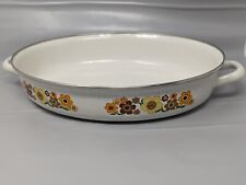Vintage Crowning Touch Harvest Blossom Porcelain Enamel Oval Roaster picture
