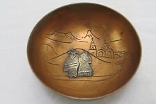 Vintage Victoria Taxco 267 Mexico Mixed Metal Bowl Sterling Silver Copper Etched picture