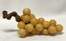 Vintage MCM Alabaster Grapes Cluster Forked Grapevine Stem Warm Golden 14”long  picture