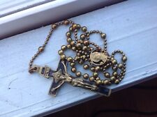 ANTIQUE ROSARY CATHOLIC, COPPER OR BRONZE CHAIN. picture