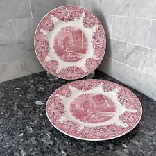 Vintage Wedgwood Plate Salem College NC South Fountain Courtyard England Pink picture