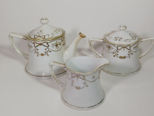 Vintage Nippon Tea Set GOLD RIBBON Tea Pot Sugar Creamer Hand Painted picture