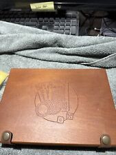 Vintage Club Special Travel Poker Set Etched Wood Case Playing Cards Chips Dice picture