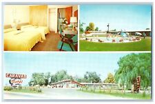 c1950's Caravan Motels & Restaurant Multiview Bedroom Dover Delaware DE Postcard picture