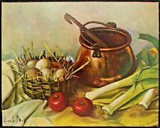 1960's Still Life Henk Bos Painting Litho Print DAC NY Vintage Art Kitchen Eggs  picture
