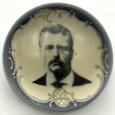 Vintage Teddy Roosevelt Glass Dome Paperweight Theodore Portrait US President picture