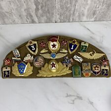Vintage Soviet Union Russian Military Garrison Hat w/ 26 pins USSR 3 Patches picture