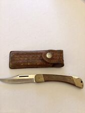 970 Puma Game Warden Handmade Folding Knife and Leather Sheath Vintage German picture