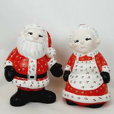 Vintage 1980s Santa & Mrs. Claus Hand Painted Holly Berries Ceramic Figures 8