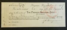 Rare 1909 Promissory Note, Farmers National Bank, Kingman Kansas picture