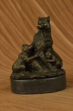 Kodiak Grizzly Russian Bear cub Figure Wildlife Lodge Bronze Marble Artwork Sale picture