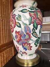 Table Lamp Vintage Large Chinoiserie Porcelain Enameled Floral, we have 2 picture