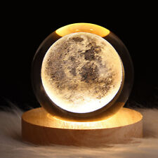 3D Crystal Ball Moon Planet Globe Table Lamp USB LED Night Light Home Decor Gift picture