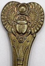 Antique Egyptian Revival Scarab Beetle Demitasse Spoon 4.25” BRASS Oneida picture