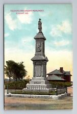 Elkhart IN-Indiana, Soldiers & Sailors Monument, Antique, Vintage Postcard picture
