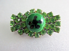 XL Outstanding  Czech Vintage Glass Rhinestone Button Peridot Green w/Marano picture