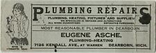 Plumbing & Heating Eugene Asche Trade Card, circa 1920, Dearborn Mich.  picture