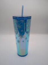 STARBUCKS 2023 Holiday Blue Textured Snowflakes Cold Cup Venti Tumbler 24oz NEW picture