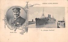 SS GROSSER KURFURST, NORD-DEUTSCHER LLOYD SHIP LINE CAPTAIN PREHN ~ used 1907 picture
