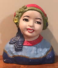 RARE Vintage Chalkware Bust of Asian Female, Ester Hunt Style picture