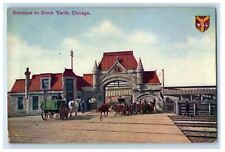 c1910 Entrance to Stock Yards Chicago Illinois IL I Will Logo Antique Postcard picture