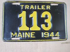 Vintage Maine, 1944 Trailer license plate. Shorty. picture