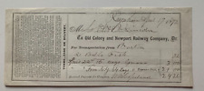 Vintage April 1872 Old Colony & Newport Railway Co RR Freight Receipt Form Slip picture