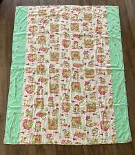 Vintage Handmade Green Pink Quilt Rain Barrel Small Twin Or Throw Size 54