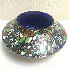 Antique Art Deco 1930's Czechoslovakia Cobalt Spangle Art Glass Bowl picture