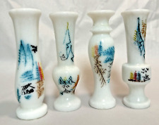 Vintage Chinese Etched Marble Vases Set/4 - Small 4.5in Decorative picture