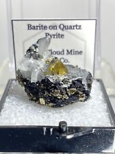 Gemmy Barite On Quartz And Pyrite Thumbnail Mineral - Black Cloud Mine, Colorado picture