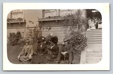 RPPC Two Fashionable Couples with Fancy Hats AZO 1904-1918 ANTIQUE Postcard 1317 picture